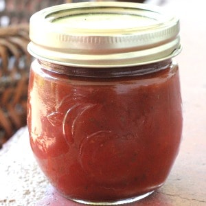 Small jar of homemade pizza sauce