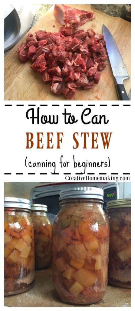 Canning raw stew. One of my favorite beef stew canning recipes. 