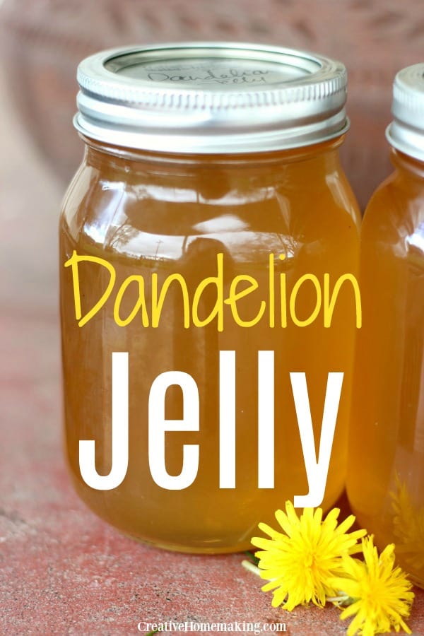Jar of homemade dandelion jelly