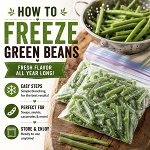 Learn how to freeze fresh green beans with this easy step-by-step guide. Discover how to blanch, cool, and freeze green beans so they stay crisp and flavorful for months. Perfect for from scratch living, stocking your homemade pantry, and preserving your garden harvest.