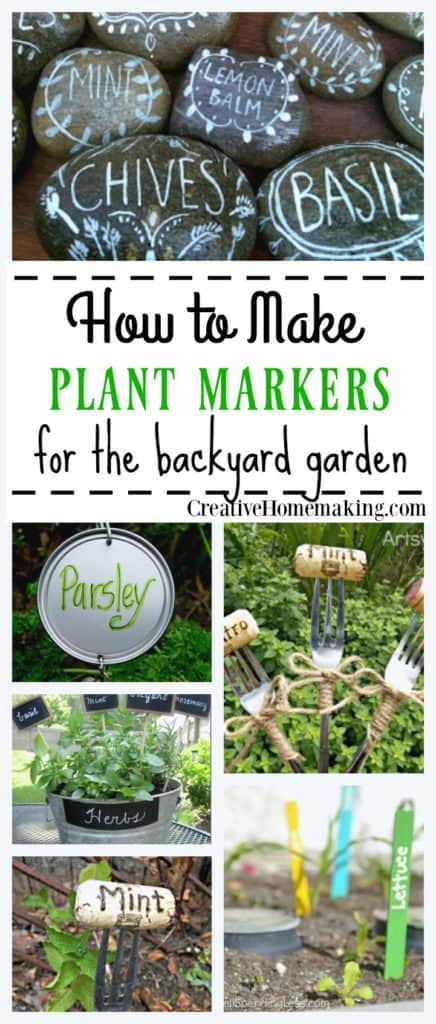 Creative ideas for making homemade plant markers for your backyard garden.