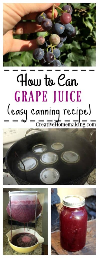 Easy recipe for canning old-fashioned homemade grape juice. Learn how to make homemade grape juice like a pro!