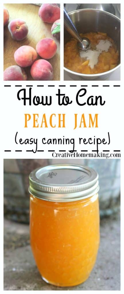 Canning peach jam. How to make and can homemade peach jam with either liquid pectin or powdered pectin. Easy canning recipe.
