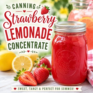 Preserve the taste of summer with this delicious strawberry lemonade concentrate recipe. Made with fresh strawberries, lemon juice, and sugar, this easy canning recipe is perfect for enjoying homemade lemonade all year long. Ideal for anyone who loves simple homemade living, from scratch living, and homesteading life.