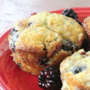Easy recipe for blackberry muffins. Make homemade muffins from fresh or frozen blackberries.