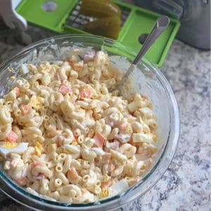 Easy classic macaroni salad. One of my favorite summer barbecue recipes.