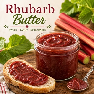 This homemade rhubarb butter recipe turns fresh rhubarb into a rich, silky spread with warm cinnamon, ginger, and vanilla flavor. Learn how to make and can rhubarb butter to enjoy homemade goodness long after rhubarb season ends. Great for rhubarb recipes, food preservation, homemade pantry staples, canning inspiration, and Simple Homemade Living.