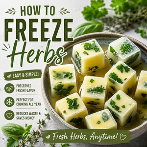 Don't let fresh herbs go to waste! Learn how to freeze parsley, basil, chives, oregano, thyme, and more in olive oil or butter for easy cooking all year long. Perfect for simple homemade living, from scratch living, and kitchen garden harvests.