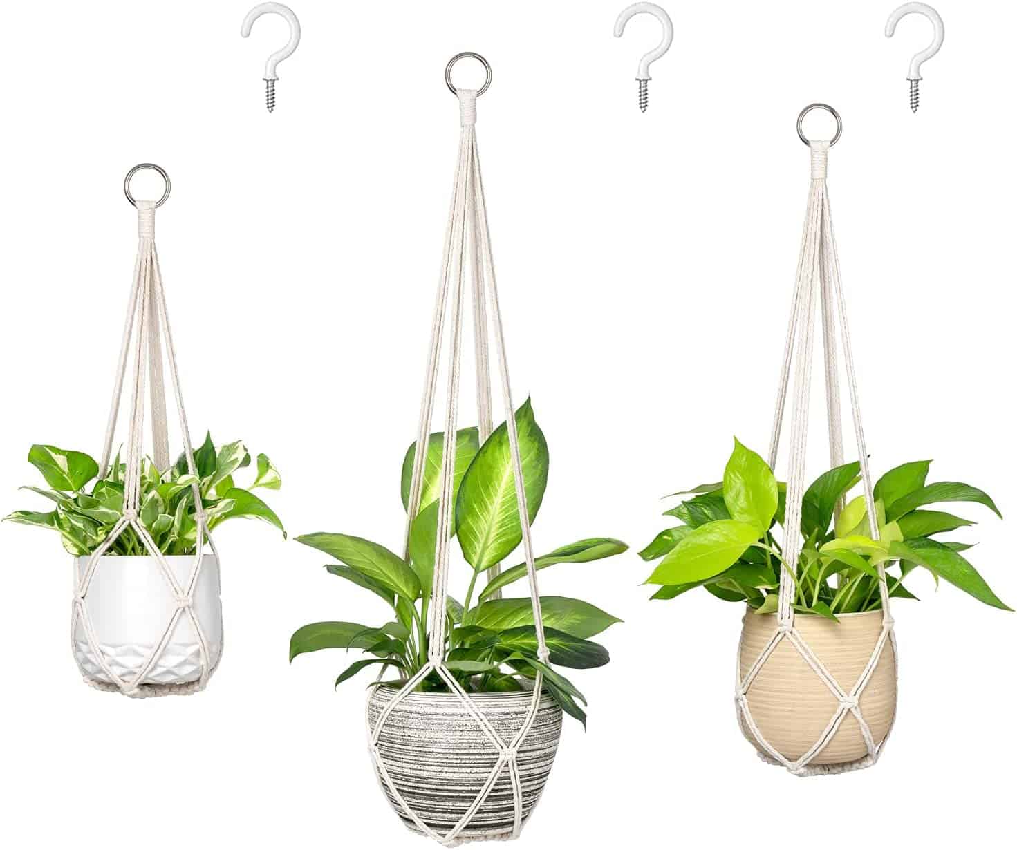 Macrame Plant Hanger Set of 3 with Hooks Indoor Hanging Planter Basket 35