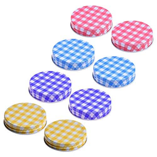 COSMOS 4 Different Colors Decorative Mason Jars Lids for Mason Jars Canning Drinking Jars, Pack of 8 Pcs