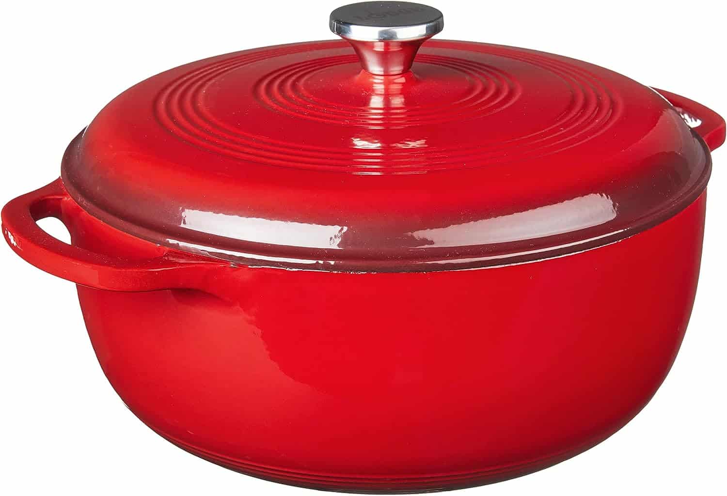 Lodge 7.5 Quart Enameled Cast Iron Dutch Oven with Lid – Dual Handles – Oven Safe up to 500° F or on Stovetop - Use to Marinate, Cook, Bake, Refrigerate and Serve