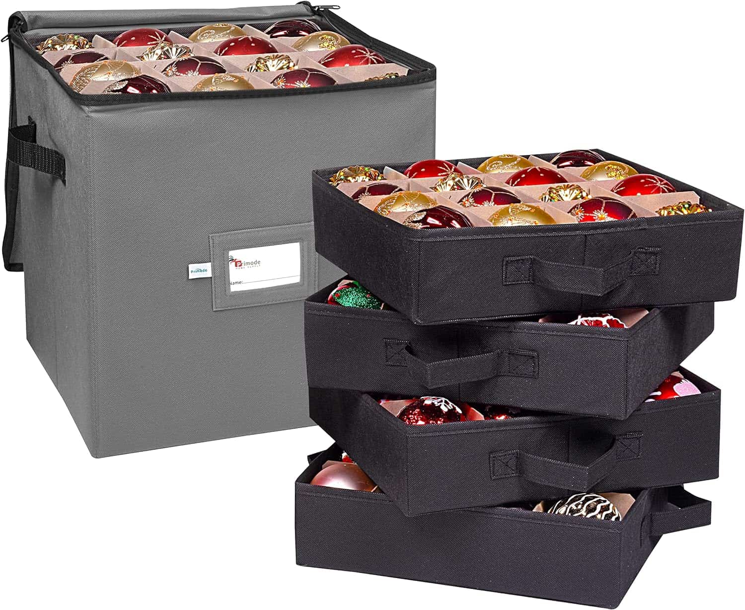 Christmas Ornament Storage Box, 4 Individual Trays Xmas Storage Container, Fits 64 Ornaments Decoration Balls