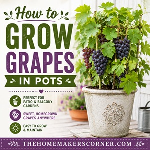 You don't need a vineyard to enjoy homegrown grapes! Learn how to grow healthy grapevines in pots with simple care tips for planting, watering, fertilizing, pruning, and harvesting. A must-save guide for container gardening, cottage gardens, edible landscapes, and anyone who enjoys garden living.