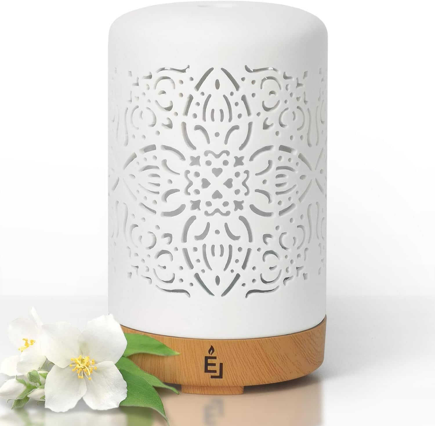 Essential Oil Diffuser White Ceramic Diffuser 100 ml Timers Night Lights and Auto Off Function Home Office Humidifier Ultrasonic Aromatherapy Diffusers for Essential Oils