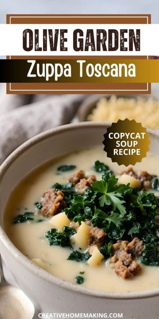 Olive Garden Zuppa Toscana Recipe Recreate the beloved Olive Garden Zuppa Toscana at home with this easy recipe! Enjoy the rich flavors of Italian sausage and creamy broth that will warm your soul. Perfect for family dinners!