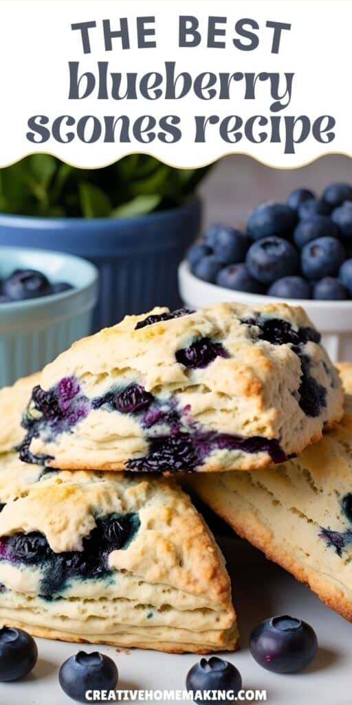 Freshly baked blueberry scones on a pretty serving platter