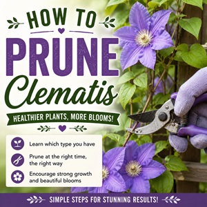 Learn how to prune clematis correctly so you can enjoy healthier vines and more beautiful flowers. This easy gardening guide explains when and how to prune different clematis varieties for the best results. Perfect for gardeners who love growing cottage garden flowers and creating colorful flowering landscapes.