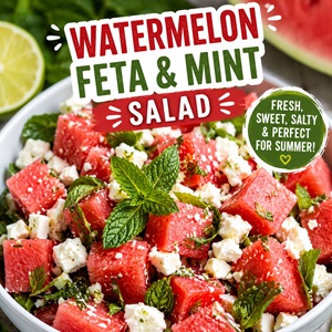 Looking for a light and refreshing summer salad recipe? This watermelon feta mint salad is quick to make and perfect for Memorial Day, 4th of July parties, Labor Day cookouts, and warm weather gatherings.