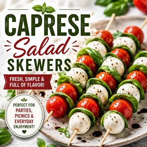 These fresh Caprese Salad Skewers are simple to make and always a crowd favorite. Made with mozzarella balls, cherry tomatoes, basil, and balsamic glaze, they're a beautiful appetizer for entertaining or everyday snacking. Pin this recipe for your summer appetizers, summer salads, and easy entertaining collections.