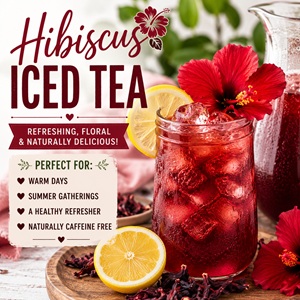 This homemade Hibiscus Iced Tea is bright, refreshing, and naturally caffeine-free. Made with dried hibiscus flowers, it's one of the best summer drinks for hot afternoons, backyard BBQs, picnics, and relaxing on the porch.