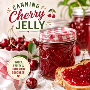 cccccccccLearn how to make delicious homemade Cherry Jelly with this easy canning recipe. This beautiful ruby-red jelly is made with fresh cherries and is perfect for spreading on toast, biscuits, English muffins, or gifting during the holidays. Save it to your canning, cherry recipes, preserving, and simple homemade living boards.