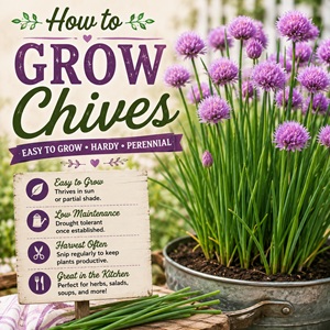 Chives are one of the easiest herbs to grow and come back year after year. Learn where to plant them, how to harvest them, and how to use fresh chives in your kitchen. Perfect for kitchen garden living and anyone who loves herb gardening.