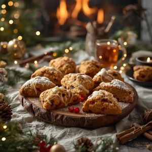 Freshly baked scones on a holiday table