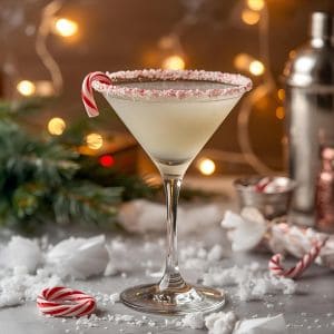 Festive Candy Cane Martini Cocktail for Christmas Parties