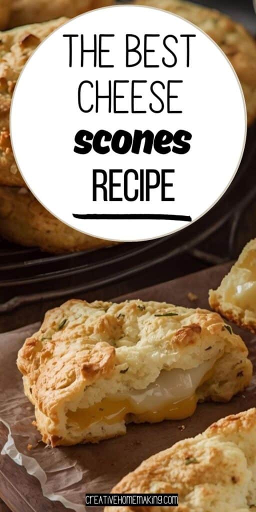 Cheese scones on a wooden board with autumn leaves