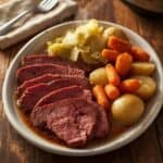 Slow cooker corned beef with cabbage, carrots, and potatoes