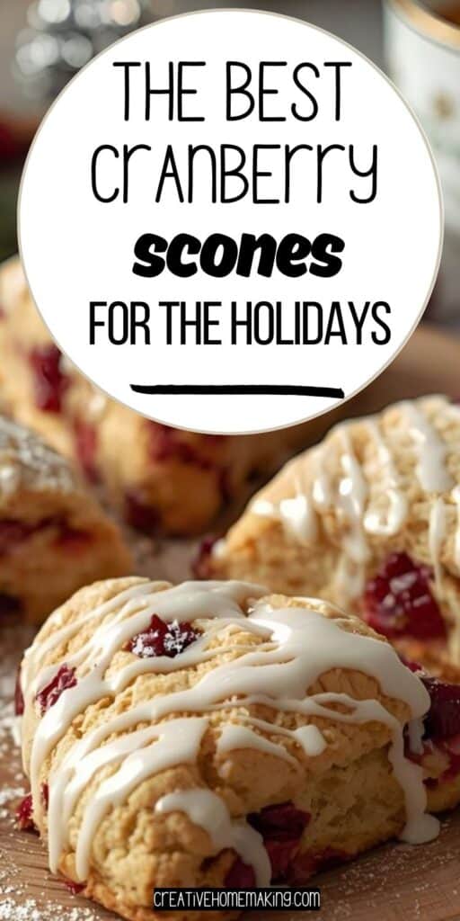 Golden scones filled with cranberries and sugar topping