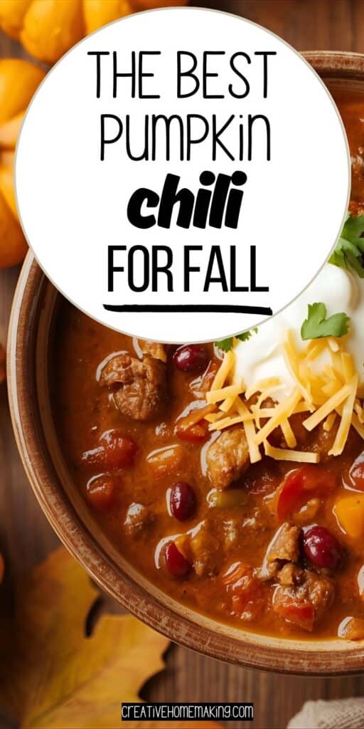 Pumpkin chili in a rustic bowl topped with herbs