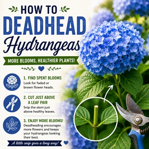 Learn how to deadhead hydrangeas the right way to keep your plants looking beautiful all season long. This simple gardening task encourages healthy growth, tidier plants, and more blooms throughout the summer. Perfect for cottage gardens, flower beds, and anyone who loves growing hydrangeas.