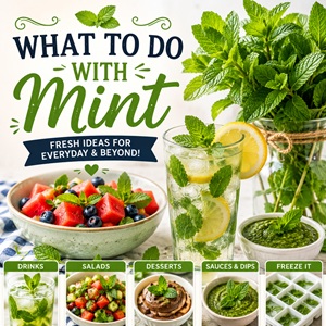 Wondering what to do with all that fresh mint from your garden? Discover easy ideas for mint tea, mojitos, lemonade, fruit salads, desserts, sauces, dips, and freezing mint for later. Perfect for summer picnics, BBQ’s, church potlucks, and warm-weather gatherings!