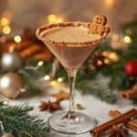 Chilled gingerbread martini with cinnamon dusting