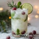 Festive White Christmas Mojito with sparkling water
