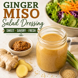 Homemade Ginger Miso Dressing with Fresh Ginger and Sesame Oil