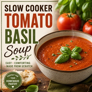 Easy Slow Cooker Tomato Basil Soup Recipe