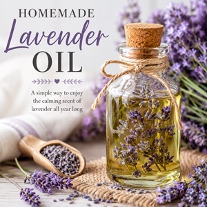 Learn how to make homemade lavender oil using dried lavender buds and a simple carrier oil. This easy tutorial is perfect for preserving your garden harvest and creating beautiful handmade gifts, natural skincare, and a simple garden living lifestyle inspired by your cottage garden.