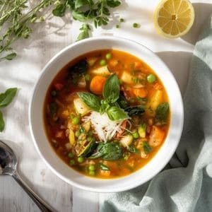 healthy crockpot soup minestrone with zucchini and spinach