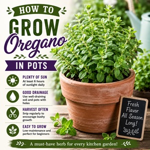 Learn how to grow oregano in pots with this easy step-by-step guide. Discover the best containers, soil, watering tips, and harvesting techniques for growing healthy oregano plants in your kitchen garden.