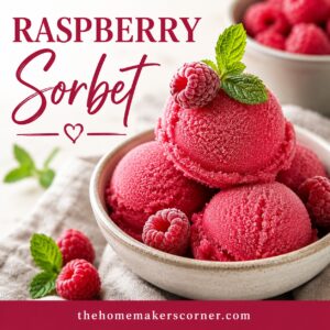 This homemade raspberry sorbet is bursting with fresh berry flavor and has the perfect smooth, refreshing texture. Made with simple ingredients, it's an easy frozen dessert that's perfect for hot summer days and berry season.