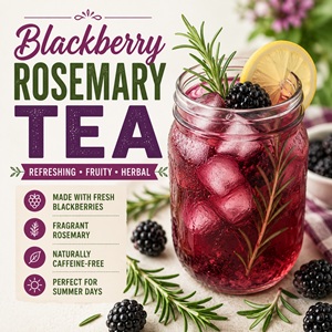 Enjoy the fresh flavors of juicy blackberries and fragrant rosemary in this easy homemade summer drink. Naturally caffeine-free and perfect for garden parties, brunches, or relaxing on the porch.