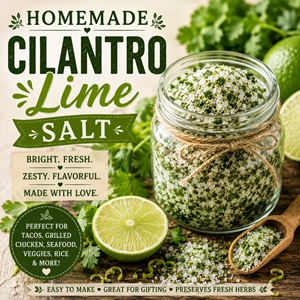 Preserve fresh cilantro by making this easy cilantro lime salt recipe. The fresh herbs and citrus zest create a flavorful seasoning that's perfect for Mexican-inspired meals and everyday cooking. Ideal for from scratch living, kitchen garden living, and building a well-stocked homemade pantry.