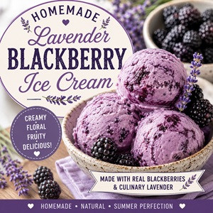 Cool off with this rich homemade blackberry lavender ice cream made with fresh berries and fragrant culinary lavender. It's a delicious addition to your collection of lavender recipes and one of the most elegant summer desserts to serve during berry season.