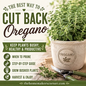 Learn the best way to cut back oregano to keep your plants healthy, bushy, and full of flavor. This easy pruning guide covers when to trim oregano, how much to cut, and simple tips for growing a productive herb garden. Perfect for anyone who loves herb gardening, garden living, growing culinary herbs, and from scratch living.