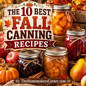 Looking for ways to fill your homemade pantry this fall? These 10 canning recipes include Brussels sprouts, potatoes, beef stew, mixed vegetables, pear sauce, plum sauce, ginger pear jam, cinnamon apples, applesauce, and crock pot apple butter.