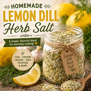 Make this bright and flavorful Lemon Dill Herb Salt for your homemade pantry. It's delicious on fish, chicken, vegetables, potatoes, and eggs. If you love making your own seasonings, also try Mediterranean Herb Salt, Garlic Rosemary Herb Salt, and Italian Herb Salt.