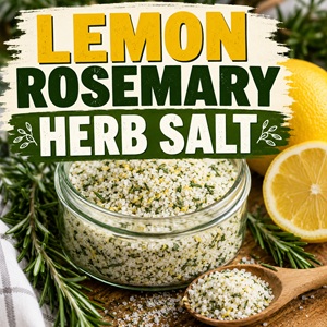 Make this easy lemon rosemary herb salt with fresh rosemary, lemon zest, and coarse sea salt. It's a simple way to preserve garden herbs and add bright, savory flavor to potatoes, chicken, fish, vegetables, homemade bread, and more. Perfect for your homemade pantry!