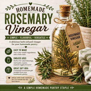 Have extra rosemary from the garden? Make this flavorful infused vinegar and turn your harvest into a useful homemade pantry staple. It also makes an inexpensive and beautiful holiday gift idea for anyone who loves gardening, cooking, and homemade food.